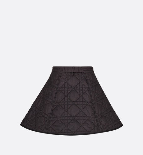 Macrocannage Miniskirt • Black Quilted Technical Taffeta