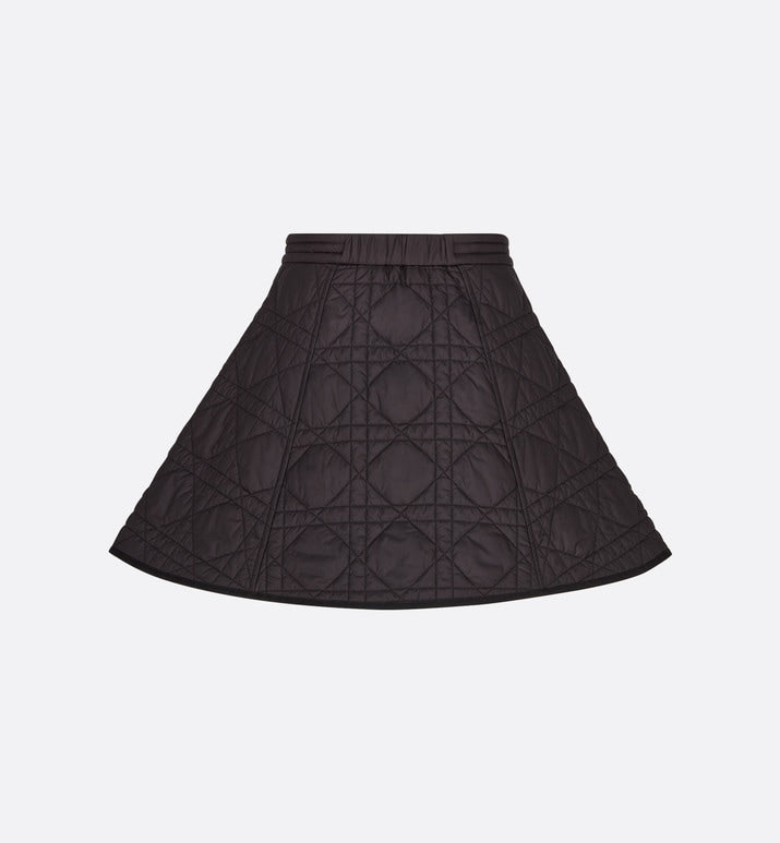 Macrocannage Miniskirt • Black Quilted Technical Taffeta