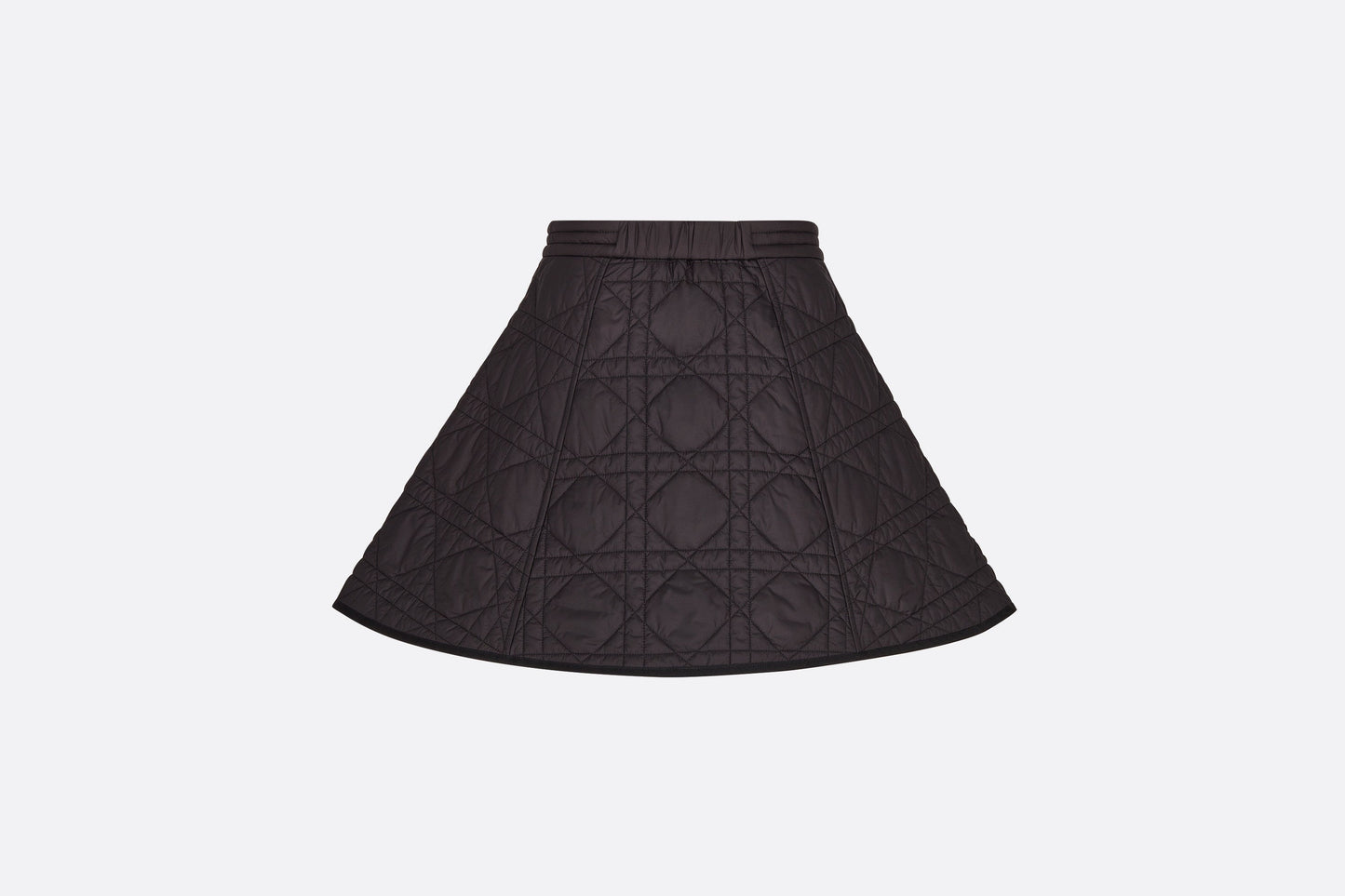 Macrocannage Miniskirt • Black Quilted Technical Taffeta