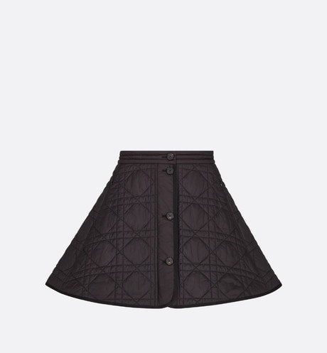 Macrocannage Miniskirt • Black Quilted Technical Taffeta