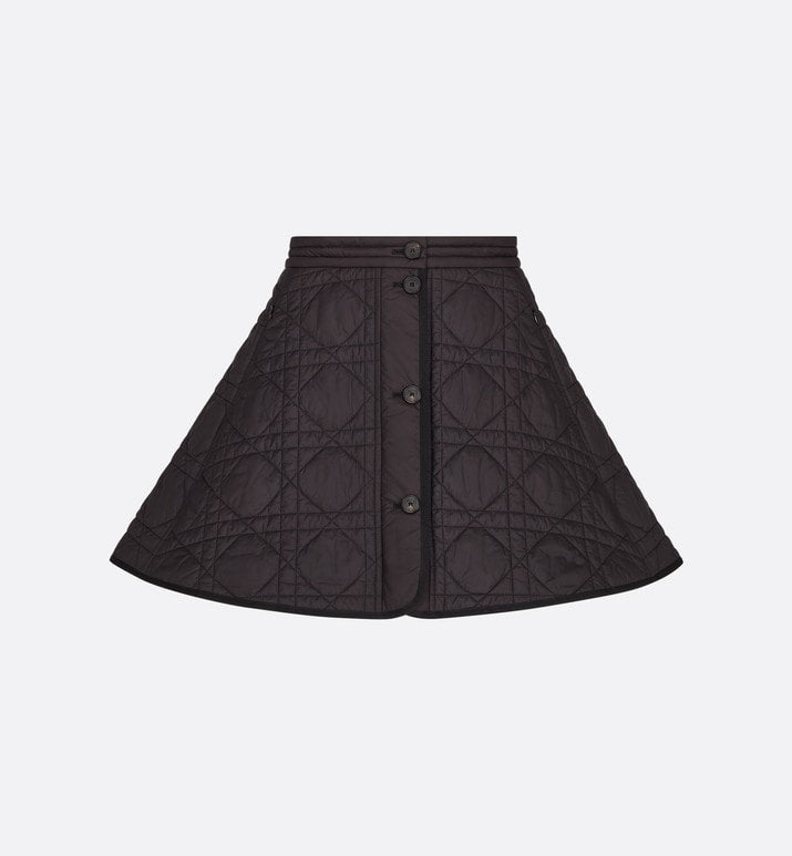 Macrocannage Miniskirt • Black Quilted Technical Taffeta
