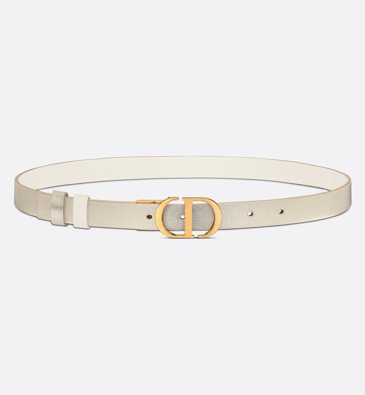 30 Montaigne Reversible Belt • Gold-Tone and Latte Smooth Calfskin, 20 MM