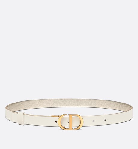 30 Montaigne Reversible Belt • Gold-Tone and Latte Smooth Calfskin, 20 MM