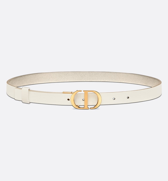 30 Montaigne Reversible Belt • Gold-Tone and Latte Smooth Calfskin, 20 MM