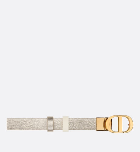 30 Montaigne Reversible Belt • Gold-Tone and Latte Smooth Calfskin, 20 MM
