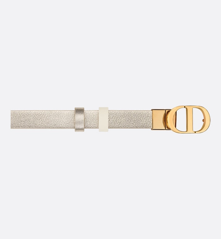 30 Montaigne Reversible Belt • Gold-Tone and Latte Smooth Calfskin, 20 MM