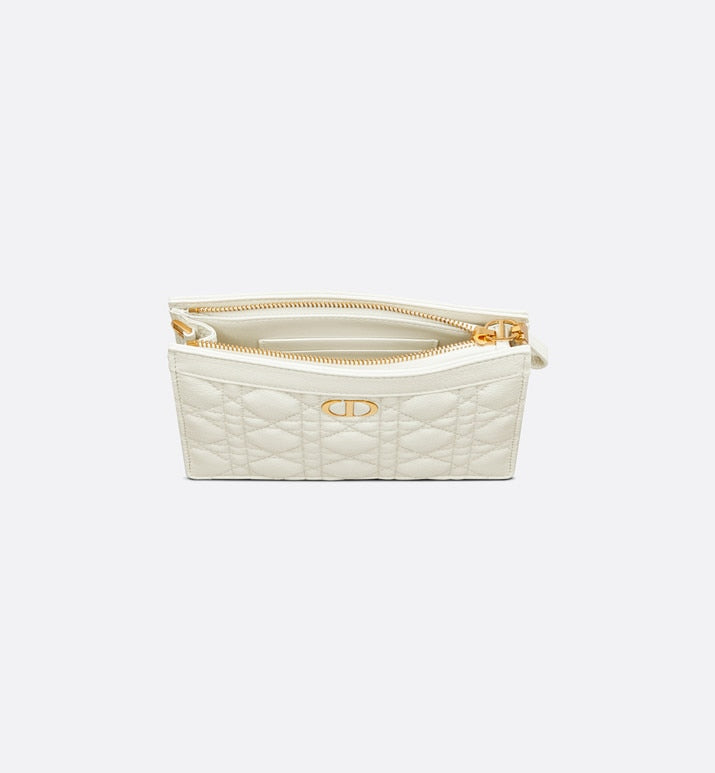 Dior Caro Zipped Pouch with Chain • Latte Supple Cannage Calfskin