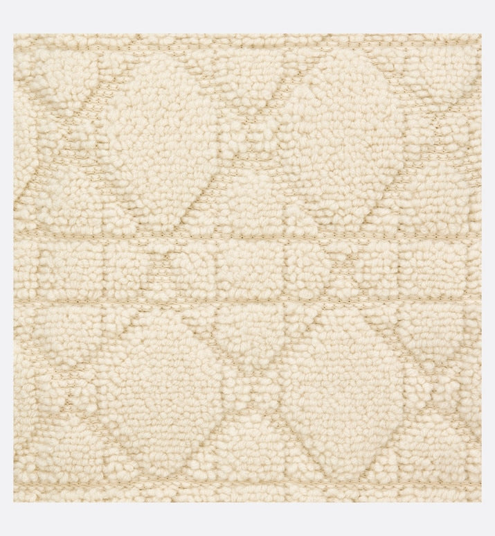 Macrocannage Zipped Cardigan • White Technical Wool and Cashmere Knit