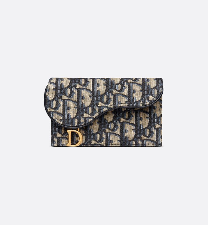 Saddle Flap Compact Zipped Card Holder • Dior Oblique Jacquard