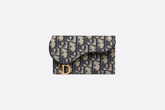 Saddle Flap Compact Zipped Card Holder • Dior Oblique Jacquard