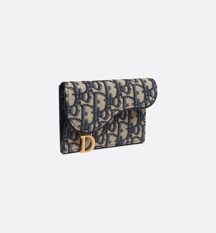 Saddle Flap Compact Zipped Card Holder • Dior Oblique Jacquard