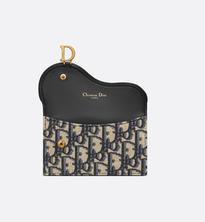 Saddle Flap Compact Zipped Card Holder • Dior Oblique Jacquard