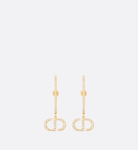 30 Montaigne Earrings • Gold-Finish Metal and White Crystals