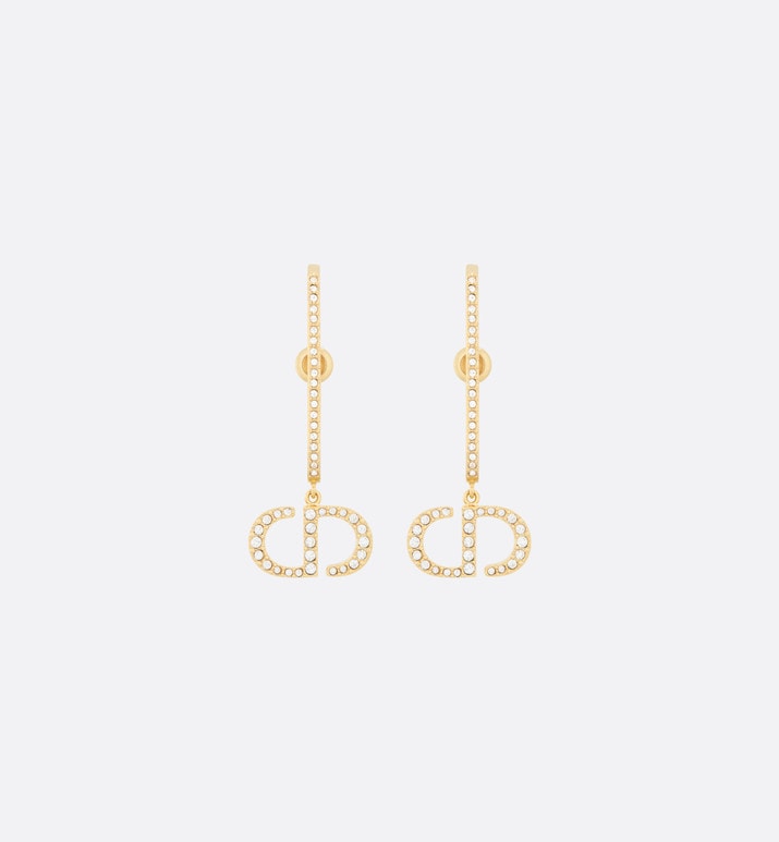 30 Montaigne Earrings • Gold-Finish Metal and White Crystals