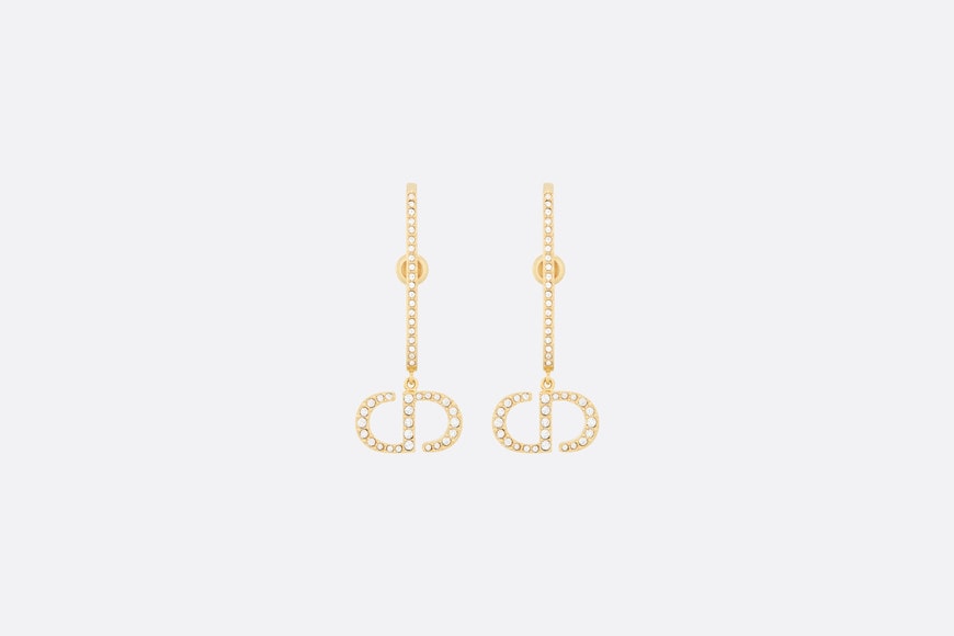 30 Montaigne Earrings • Gold-Finish Metal and White Crystals