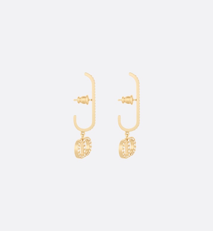 30 Montaigne Earrings • Gold-Finish Metal and White Crystals