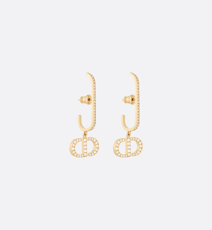 30 Montaigne Earrings • Gold-Finish Metal and White Crystals