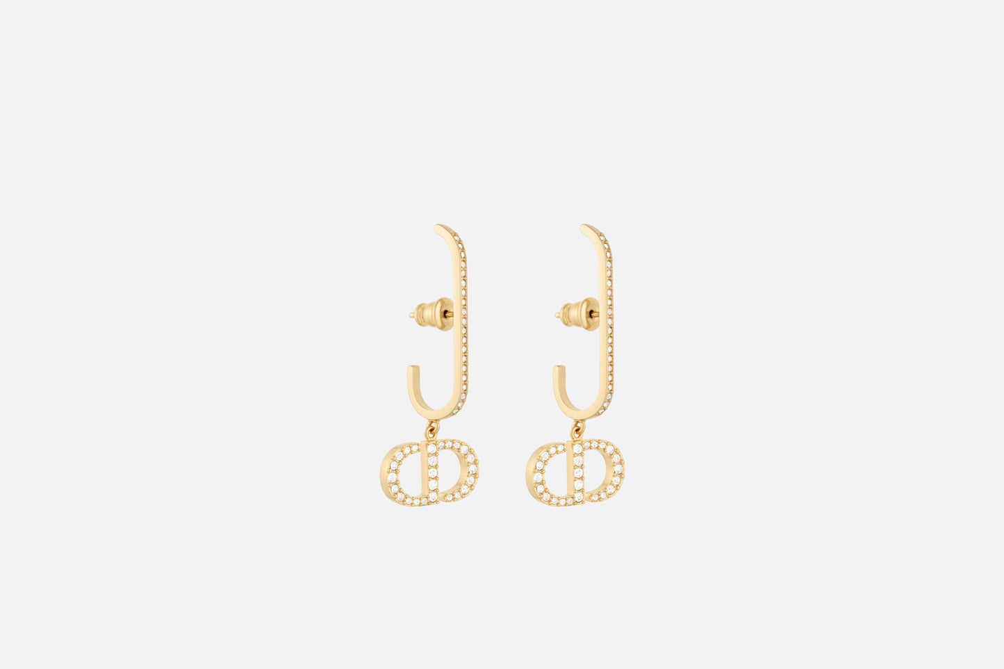 30 Montaigne Earrings • Gold-Finish Metal and White Crystals