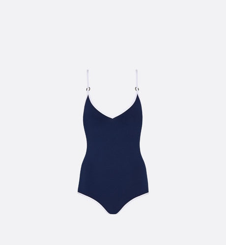 One-Piece Swimsuit • Blue and White Technical Fabric