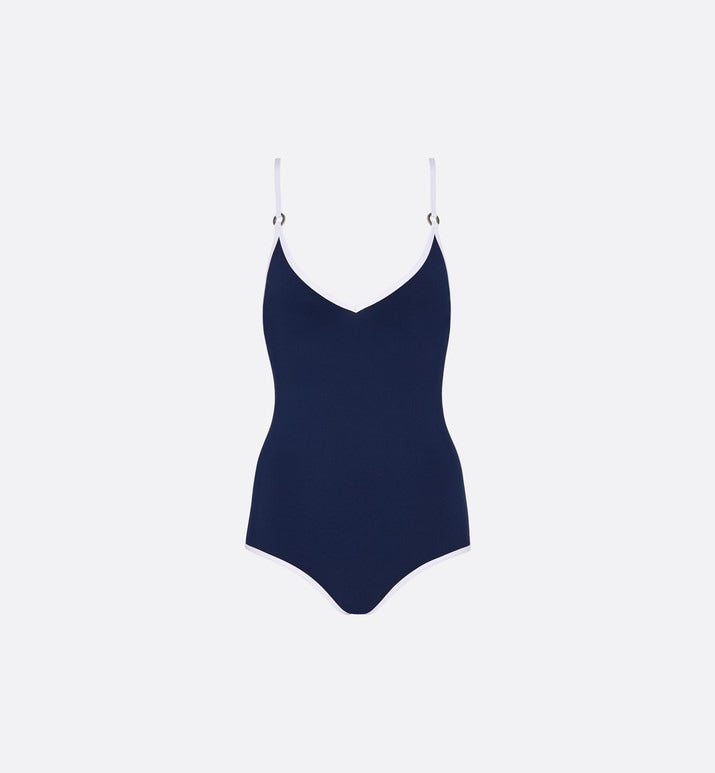 One-Piece Swimsuit • Blue and White Technical Fabric