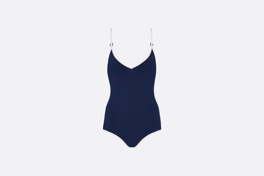 One-Piece Swimsuit • Blue and White Technical Fabric