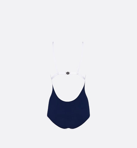 One-Piece Swimsuit • Blue and White Technical Fabric