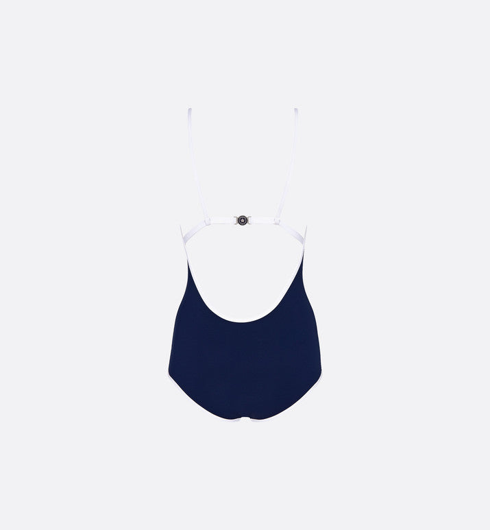 One-Piece Swimsuit • Blue and White Technical Fabric