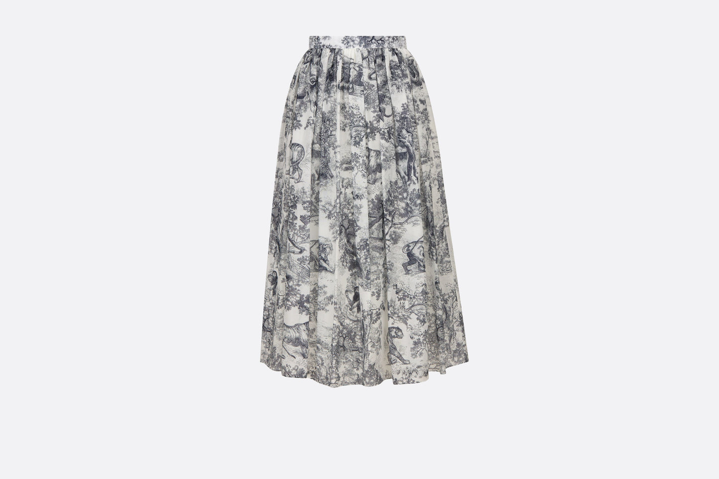 Mid-Length Skirt • White and Navy Blue Toile de Jouy Cotton Muslin