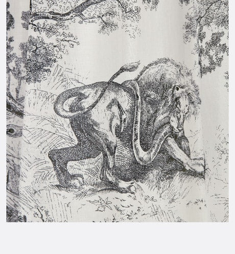 Mid-Length Skirt • White and Navy Blue Toile de Jouy Cotton Muslin