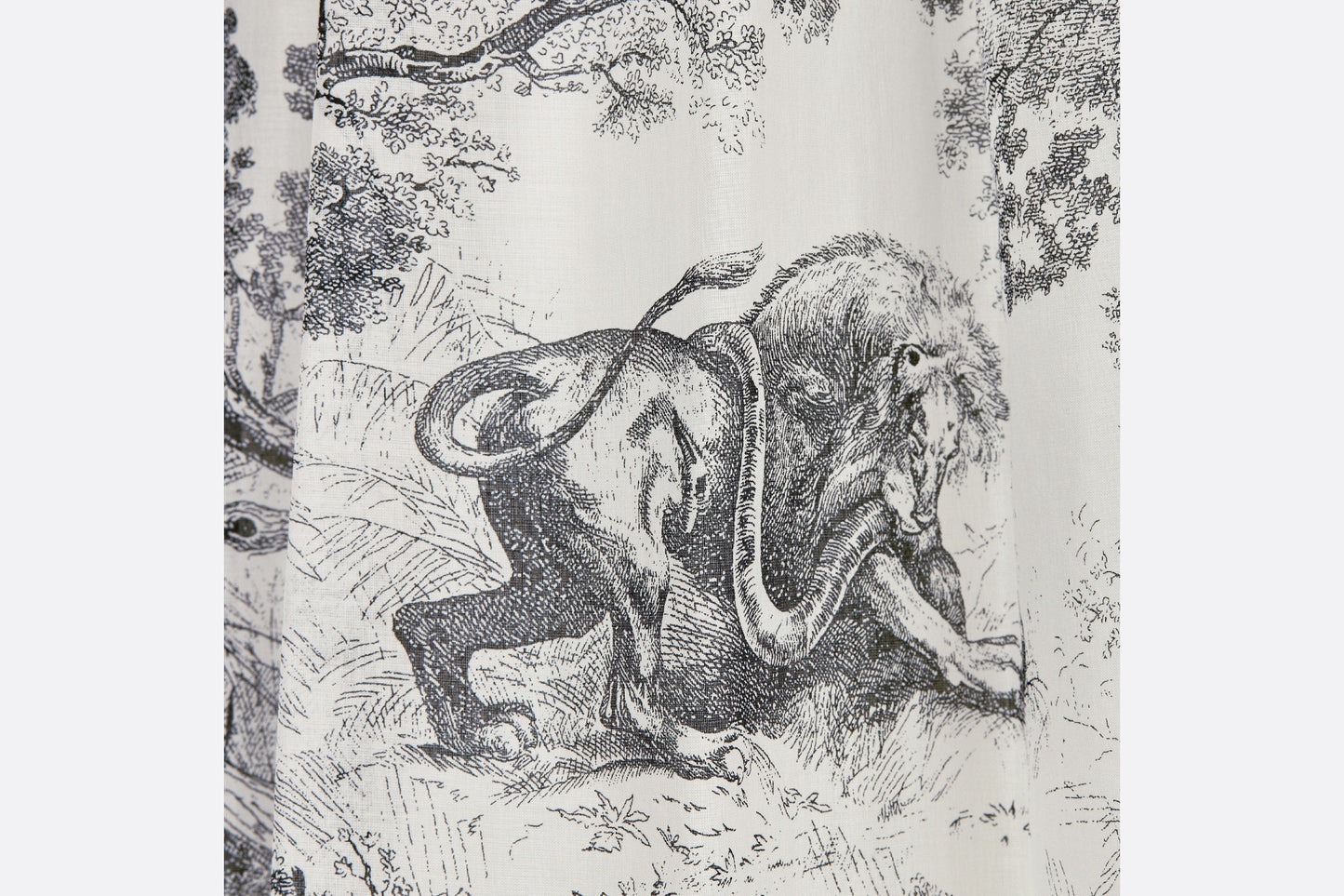 Mid-Length Skirt • White and Navy Blue Toile de Jouy Cotton Muslin