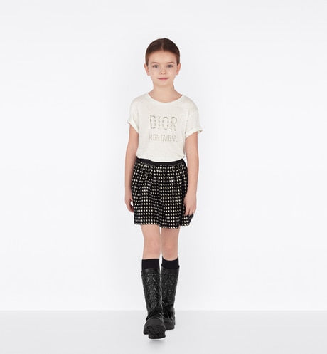 Kid's T-Shirt • Ivory and Gold-Tone Technical Jersey