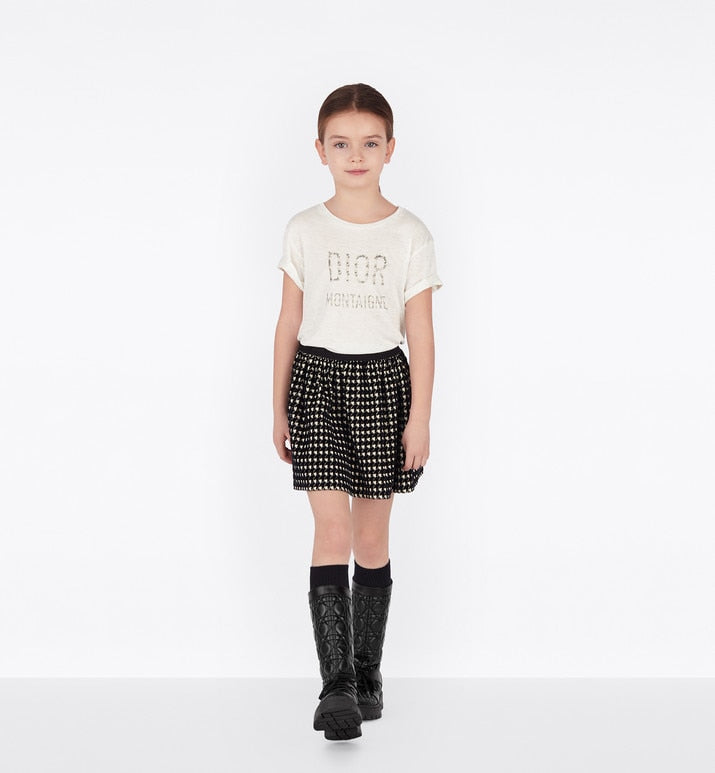 Kid's T-Shirt • Ivory and Gold-Tone Technical Jersey