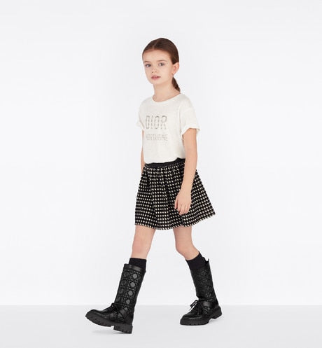 Kid's T-Shirt • Ivory and Gold-Tone Technical Jersey