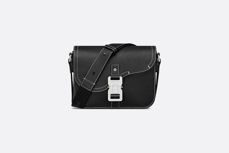 Mini Saddle Bag with Strap • Black Grained Calfskin