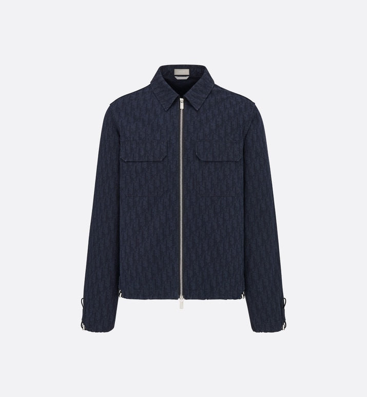 Zipped Blouson • Navy Blue and Black Dior Oblique Kasuri Cotton Denim