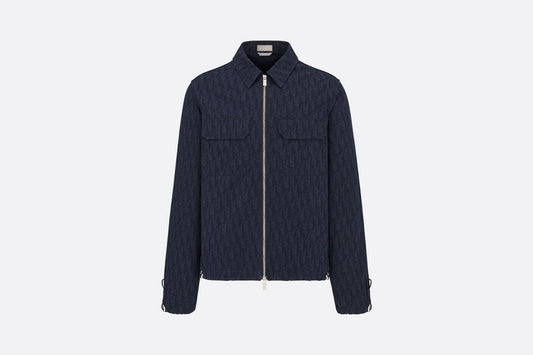 Zipped Blouson • Navy Blue and Black Dior Oblique Kasuri Cotton Denim