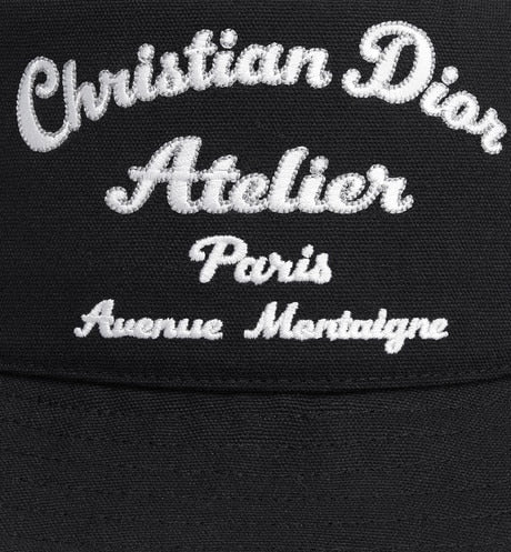 'Christian Dior Atelier' Bucket Hat • Black Cotton Canvas