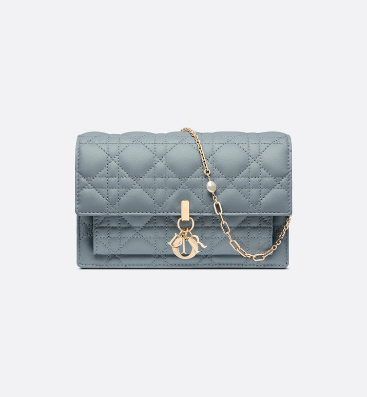 Lady Dior Chain Pouch • Cloud Blue Cannage Lambskin