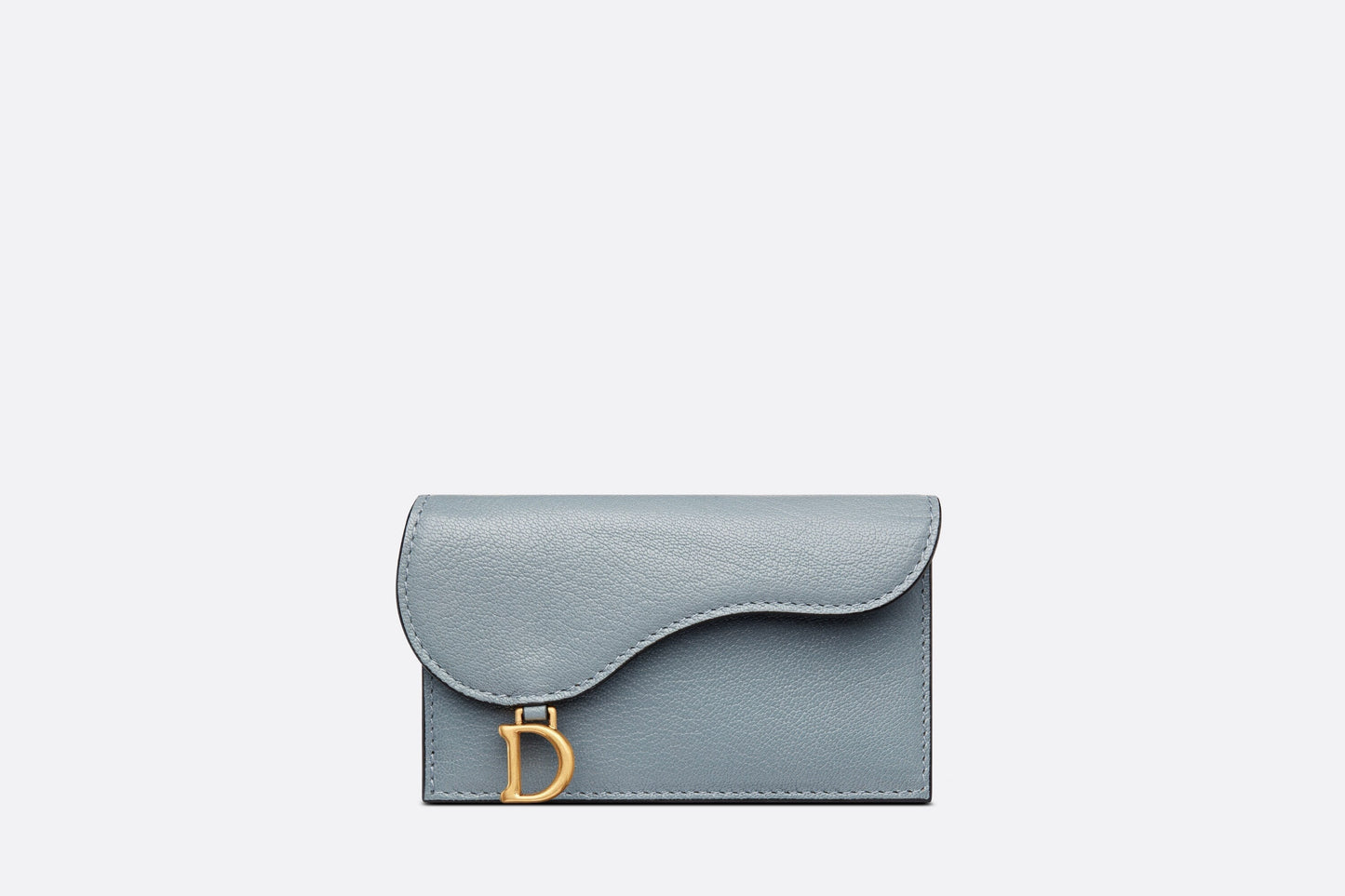 Saddle Flap Compact Zipped Card Holder • Cloud Blue Goatskin