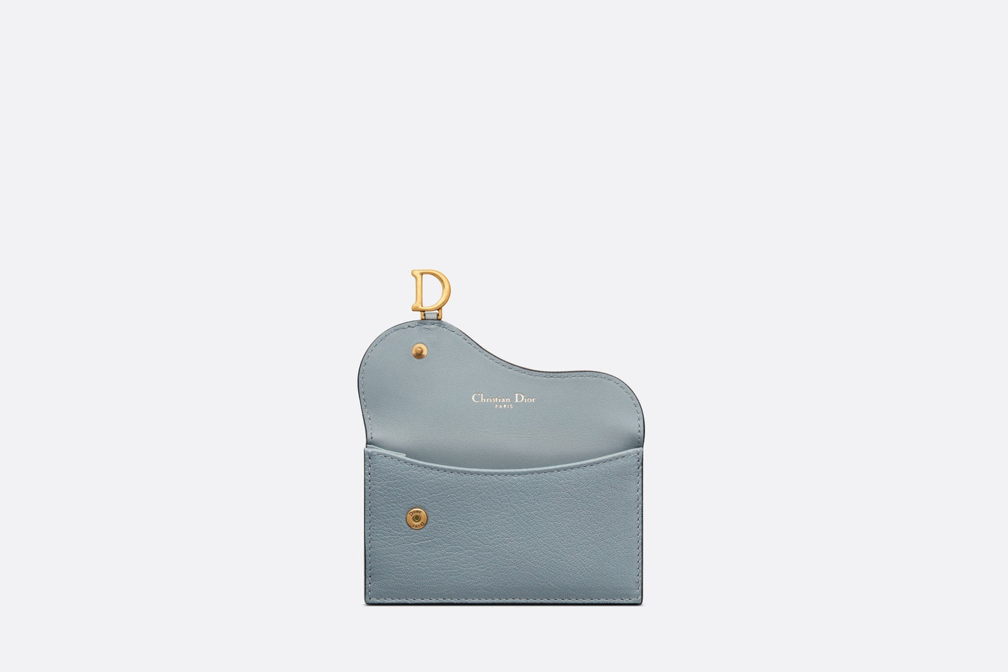 Saddle Flap Compact Zipped Card Holder • Cloud Blue Goatskin