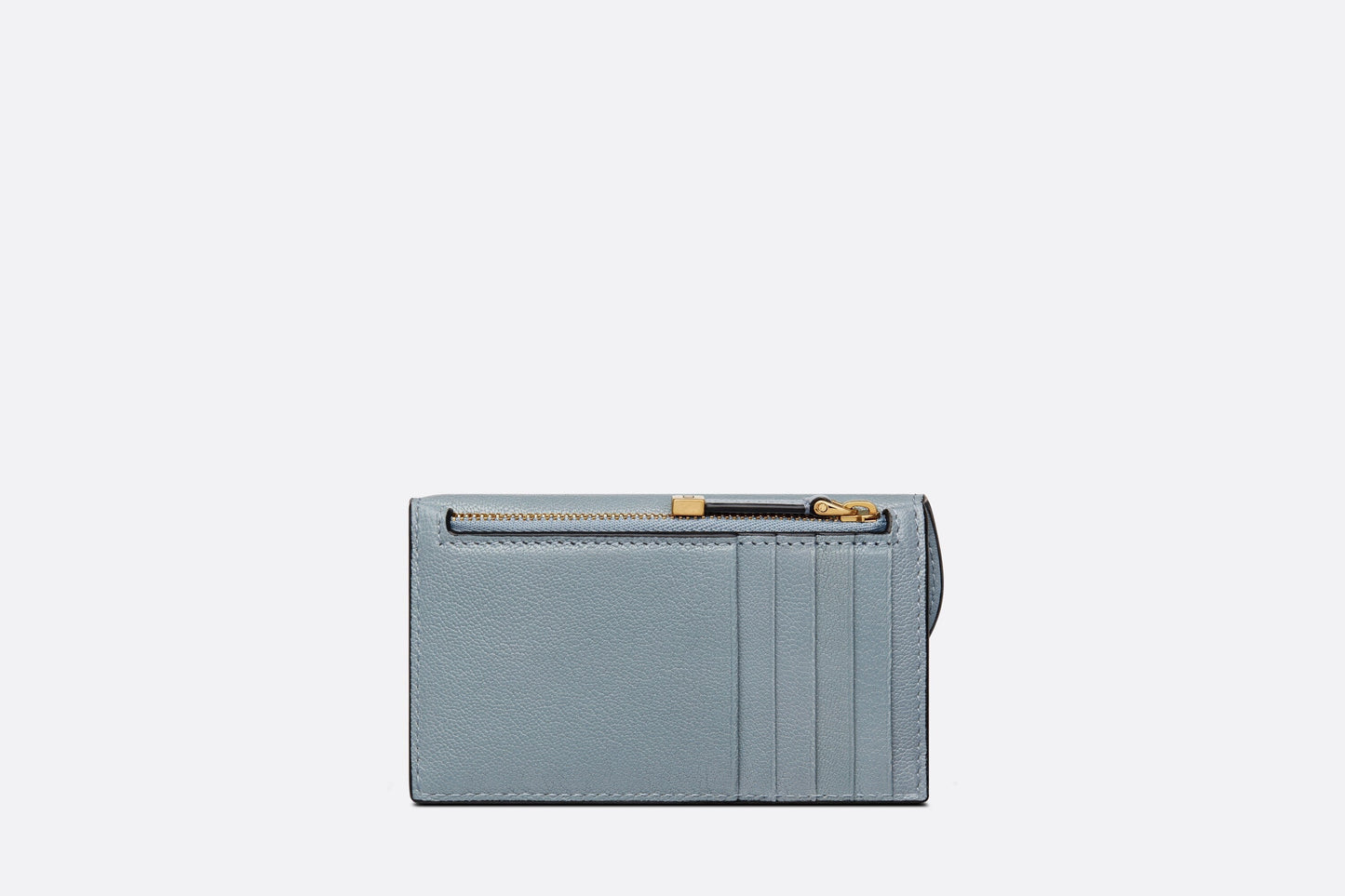 Saddle Flap Compact Zipped Card Holder • Cloud Blue Goatskin