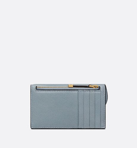 Saddle Flap Compact Zipped Card Holder • Cloud Blue Goatskin