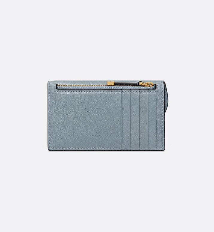 Saddle Flap Compact Zipped Card Holder • Cloud Blue Goatskin