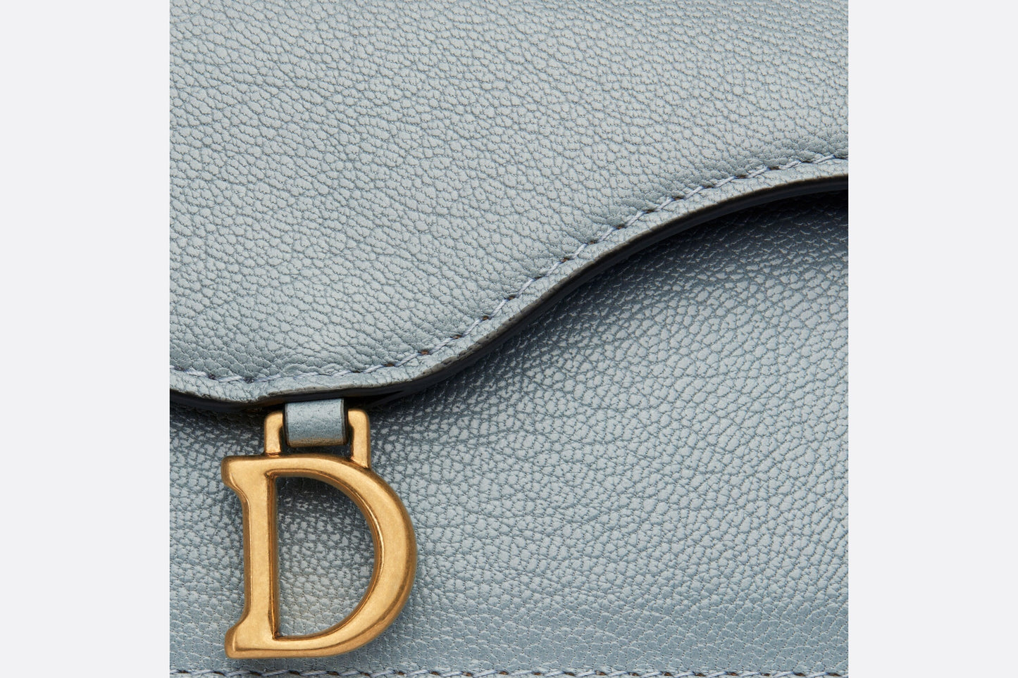 Saddle Flap Compact Zipped Card Holder • Cloud Blue Goatskin
