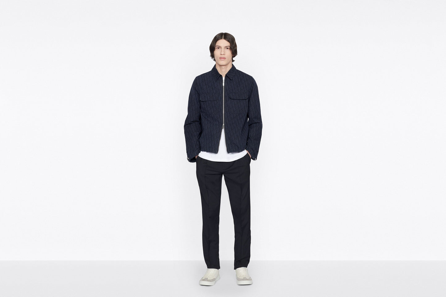 Zipped Blouson • Navy Blue and Black Dior Oblique Kasuri Cotton Denim