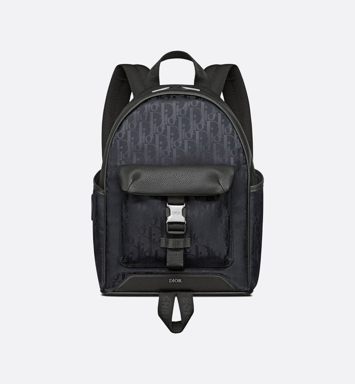 Kid's Dior Explorer Backpack • Black Dior Oblique Mirage Technical Fabric and Grained Calfskin
