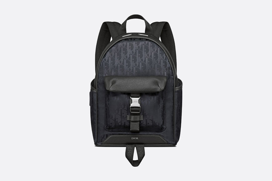 Kid's Dior Explorer Backpack • Black Dior Oblique Mirage Technical Fabric and Grained Calfskin