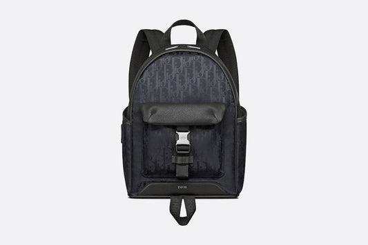 Kid's Dior Explorer Backpack • Black Dior Oblique Mirage Technical Fabric and Grained Calfskin