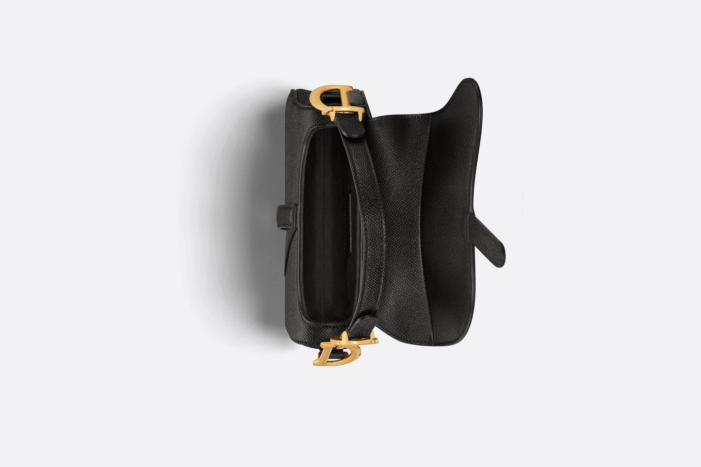 Mini Saddle Bag with Strap • Black Grained Calfskin