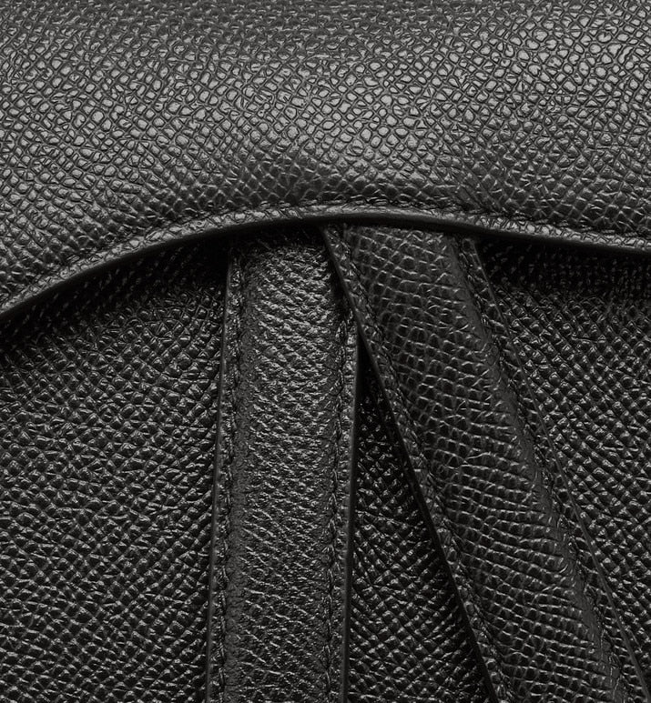 Mini Saddle Bag with Strap • Black Grained Calfskin